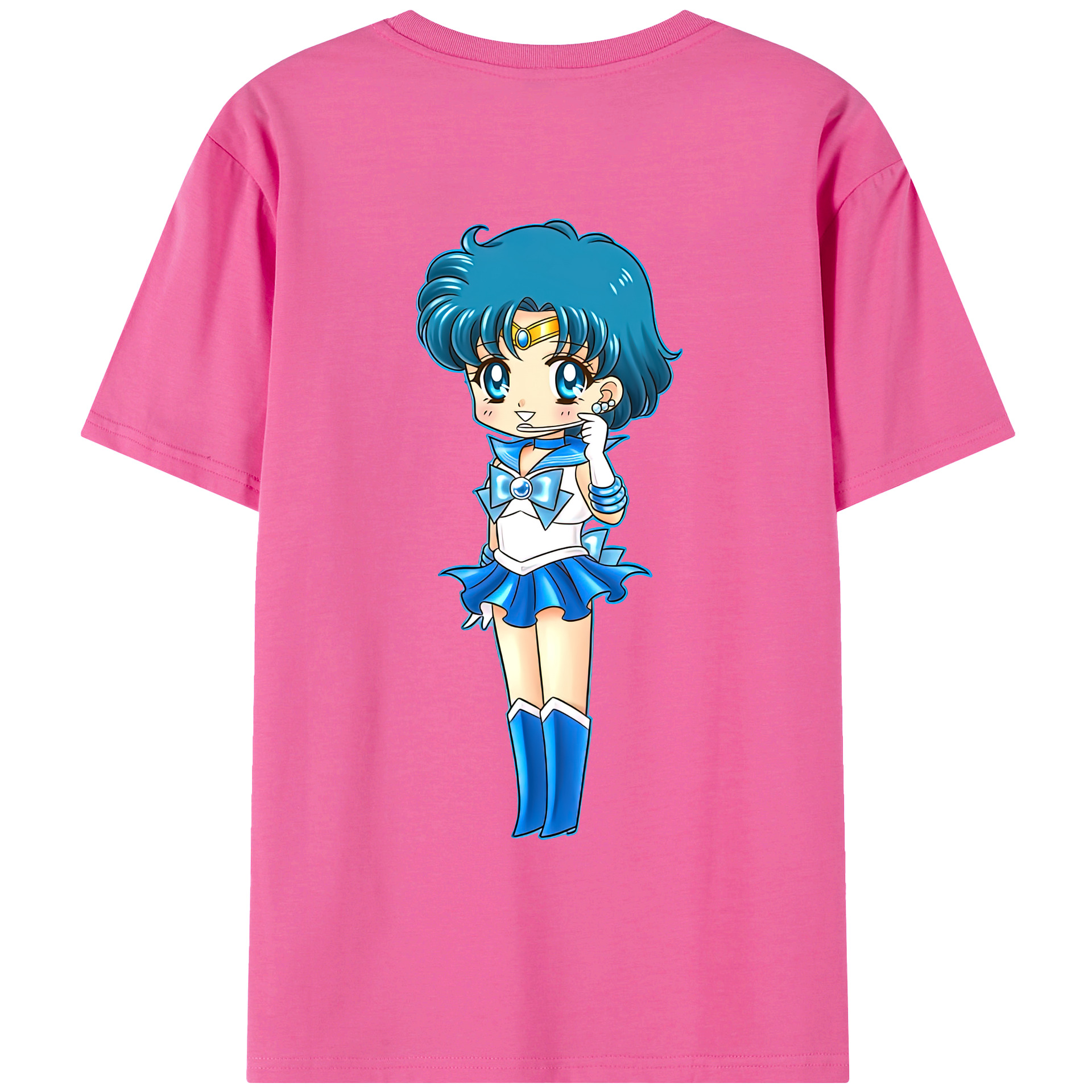 （画像用） 美少女戦士セーラームーン 水野 亜美 みずの あみ Sailor Moon Mizuno Ami レディース半袖Tシャツ(バックプリント)